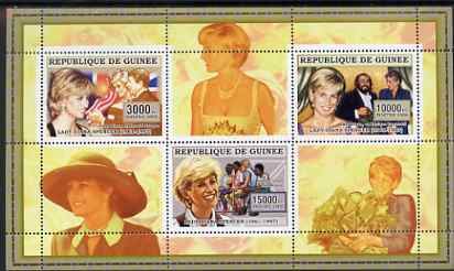 Guinea - Conakry 2006 Princess Diana perf sheetlet #4 containing 3 values unmounted mint Yv 2718-20, stamps on royalty, stamps on diana, stamps on music