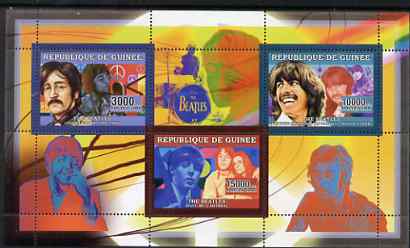 Guinea - Conakry 2006 The Beatles perf sheetlet containing 3 values unmounted mint Yv 2721-22, stamps on , stamps on  stamps on personalities, stamps on  stamps on music, stamps on  stamps on pops, stamps on  stamps on beatles