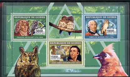 Guinea - Conakry 2006 Ornithologusts (Birds) perf sheetlet containing 3 values unmounted mint Yv 2727-29, stamps on , stamps on  stamps on personalities, stamps on  stamps on birds, stamps on  stamps on birds of prey, stamps on  stamps on owls, stamps on  stamps on audubon