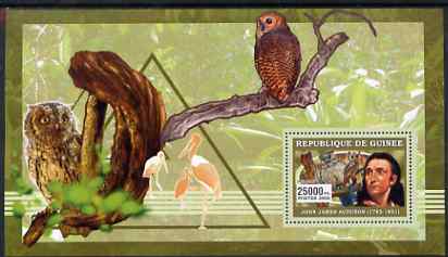 Guinea - Conakry 2006 Ornithologusts (Birds) perf s/sheet #2 containing 1 value (Audubon) unmounted mint Yv 362, stamps on , stamps on  stamps on personalities, stamps on  stamps on birds, stamps on  stamps on birds of prey, stamps on  stamps on owls, stamps on  stamps on audubon