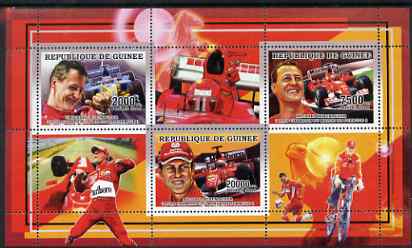 Guinea - Conakry 2006 Michael Schumacher - F1 Champion perf sheetlet containing 3 values unmounted mint Yv 2733-35, stamps on personalities, stamps on sport, stamps on formula 1, stamps on  f1 , stamps on cars, stamps on ferrari