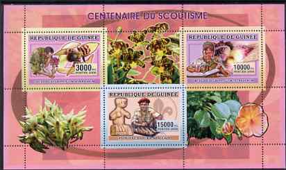 Guinea - Conakry 2006 Centenary of Scouting perf sheetlet #03 containing 3 values (Orchids & Chess) unmounted mint Yv 2736-38, stamps on , stamps on  stamps on scouts, stamps on  stamps on flowers, stamps on  stamps on orchids, stamps on  stamps on chess