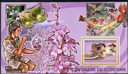 Guinea - Conakry 2006 Centenary of Scouting perf s/sheet #08 containing 1 value (Orchids) unmounted mint Yv 371, stamps on , stamps on  stamps on scouts, stamps on  stamps on flowers, stamps on  stamps on orchids, stamps on  stamps on 