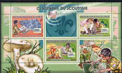Guinea - Conakry 2006 Centenary of Scouting perf sheetlet #04 containing 3 values (Minerals & Fungi) unmounted mint Yv 2742-44, stamps on scouts, stamps on fungi, stamps on minerals