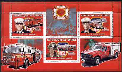 Guinea - Conakry 2006 Fire Trucks & Fire Fighters perf sheetlet containing 3 values unmounted mint Yv 2739-41, stamps on , stamps on  stamps on fire, stamps on  stamps on disasters, stamps on  stamps on personalities