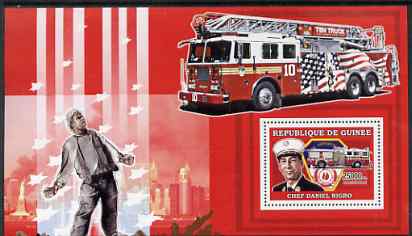 Guinea - Conakry 2006 Fire Trucks & Fire Fighters perf s/sheet #1 containing 1 value (Chief Nigro) unmounted mint Yv 373, stamps on fire, stamps on disasters, stamps on personalities