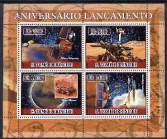 St Thomas & Prince Islands 2007 Space - Mars perf sheetlet containing 4 values unmounted mint , stamps on space
