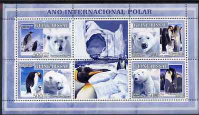 Guinea - Bissau 2007 International Polar Year - Penguins & Bears perf sheetlet containing 4 values & 2 labels unmounted mint, stamps on , stamps on  stamps on polar, stamps on  stamps on birds, stamps on  stamps on penguins, stamps on  stamps on bears