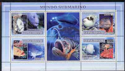 Guinea - Bissau 2007 Fish perf sheetlet containing 4 values & 2 labels unmounted mint, stamps on marine life, stamps on fish