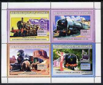 Guinea - Conakry 2006 Steam Trains perf sheetlet containing 4 values unmounted mint, stamps on railways