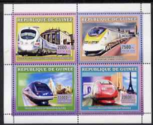Guinea - Conakry 2006 High Speed Trains perf sheetlet containing 4 values unmounted mint, stamps on railways