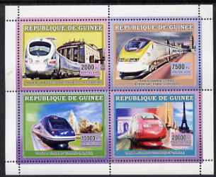 Guinea - Conakry 2006 High Speed Trains perf sheetlet containing 4 values unmounted mint, stamps on , stamps on  stamps on railways