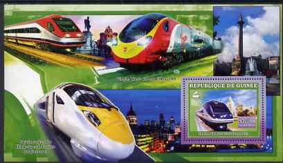 Guinea - Conakry 2006 High Speed Trains large perf s/sheet containing 1 value (Alaris) unmounted mint, stamps on , stamps on  stamps on railways, stamps on  stamps on nelson, stamps on  stamps on st pauls, stamps on  stamps on london