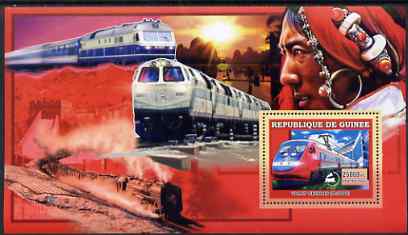 Guinea - Conakry 2006 Chinese Trains large perf s/sheet containing 1 value (X-2000) unmounted mint, stamps on , stamps on  stamps on railways