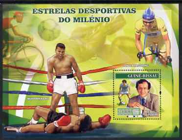 Guinea - Bissau 2007 Sportsmen of the Century perf s/sheet containing 1 value unmounted mint, Yv 335, stamps on personalities, stamps on sport, stamps on boxing, stamps on bicycles, stamps on football