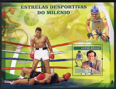 Guinea - Bissau 2007 Sportsmen of the Century perf s/sheet containing 1 value unmounted mint, Yv 335, stamps on , stamps on  stamps on personalities, stamps on  stamps on sport, stamps on  stamps on boxing, stamps on  stamps on bicycles, stamps on  stamps on football