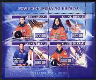 Guinea - Bissau 2007 Space Shuttle Columbia perf sheetlet containing 4 values unmounted mint, Yv 2286-89, stamps on personalities, stamps on space, stamps on disasters