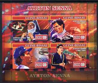 Guinea - Bissau 2007 Ayrton Senna perf sheetlet containing 4 values unmounted mint, Yv 2294-97, stamps on , stamps on  stamps on personalities, stamps on  stamps on sport, stamps on  stamps on formula 1, stamps on  stamps on  f1 , stamps on  stamps on racing cars, stamps on  stamps on cars, stamps on  stamps on 