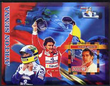 Guinea - Bissau 2007 Ayrton Senna perf s/sheet containing 1 value unmounted mint, Yv 338, stamps on , stamps on  stamps on personalities, stamps on  stamps on sport, stamps on  stamps on formula 1, stamps on  stamps on  f1 , stamps on  stamps on racing cars, stamps on  stamps on cars, stamps on  stamps on 