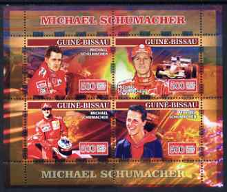 Guinea - Bissau 2007 Michael Schumacher perf sheetlet containing 4 values unmounted mint, Yv 2298-2301, stamps on , stamps on  stamps on personalities, stamps on  stamps on sport, stamps on  stamps on formula 1, stamps on  stamps on  f1 , stamps on  stamps on racing cars, stamps on  stamps on cars, stamps on  stamps on ferrari