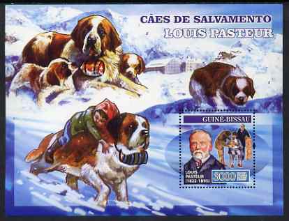 Guinea - Bissau 2007 Louis Pasteur perf s/sheet containing 1 value (St Bernard) unmounted mint, Yv 342, stamps on , stamps on  stamps on personalities, stamps on  stamps on medical, stamps on  stamps on science, stamps on  stamps on dogs, stamps on  stamps on red cross, stamps on  stamps on st bernard, stamps on  stamps on rescue, stamps on  stamps on 