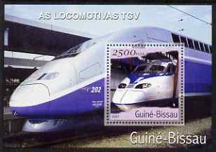 Guinea - Bissau 2001 Locomotives - TGV perf s/sheet containing 1 value unmounted mint Mi Bl 363, stamps on railways