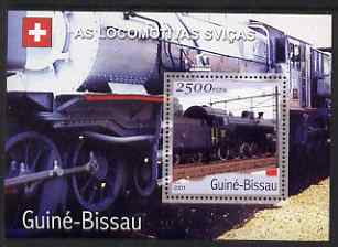 Guinea - Bissau 2001 Locomotives - Swiss perf s/sheet containing 1 value unmounted mint Mi Bl 359, stamps on , stamps on  stamps on railways