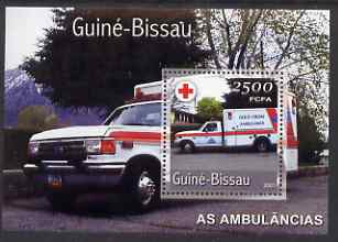 Guinea - Bissau 2001 Ambulances perf s/sheet containing 1 value unmounted mint Mi Bl 355, stamps on transport, stamps on ambulances, stamps on medical, stamps on red cross