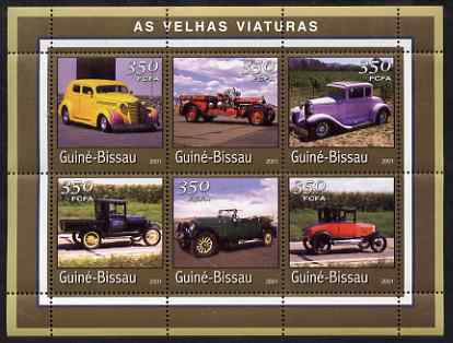 Guinea - Bissau 2001 Old Cars perf sheetlet containing 6 values (350 FCFA) unmounted mint Mi 1731-36, stamps on cars