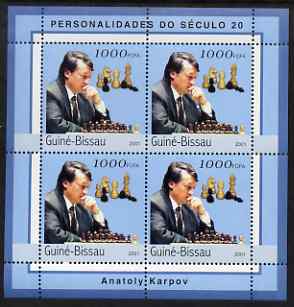 Guinea - Bissau 2001 Anatoly Karpov perf sheetlet containing 4 values unmounted mint Mi 1959, stamps on , stamps on  stamps on personalities, stamps on  stamps on chess