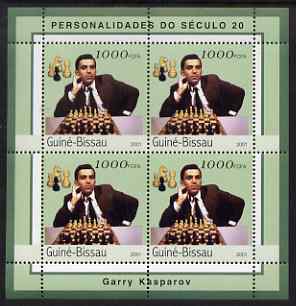 Guinea - Bissau 2001 Garry Kasparov perf sheetlet containing 4 values unmounted mint Mi 1961, stamps on personalities, stamps on chess