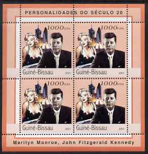 Guinea - Bissau 2001 John Kennedy & Marilyn perf sheetlet containing 4 values unmounted mint Mi 1970, stamps on personalities, stamps on kennedy, stamps on marilyn monroe, stamps on 