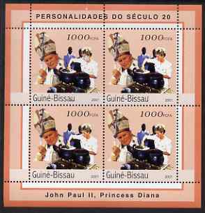 Guinea - Bissau 2001 Pope John Paul & Diana perf sheetlet containing 4 values unmounted mint Mi 1969, stamps on , stamps on  stamps on personalities, stamps on  stamps on pope, stamps on  stamps on royalty, stamps on  stamps on diana