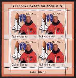 Guinea - Bissau 2001 John Glenn perf sheetlet containing 4 values unmounted mint Mi 1971, stamps on , stamps on  stamps on personalities, stamps on  stamps on space, stamps on  stamps on shuttle, stamps on  stamps on masonics, stamps on  stamps on masonry