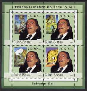 Guinea - Bissau 2001 Salvador Dali perf sheetlet containing 4 values unmounted mint Mi 1976-79, stamps on personalities, stamps on arts, stamps on dali