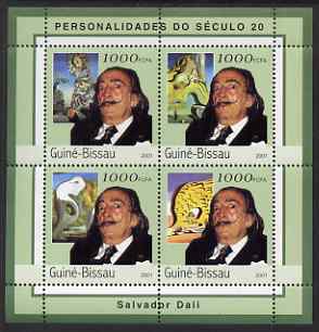 Guinea - Bissau 2001 Salvador Dali perf sheetlet containing 4 values unmounted mint Mi 1976-79, stamps on , stamps on  stamps on personalities, stamps on  stamps on arts, stamps on  stamps on dali