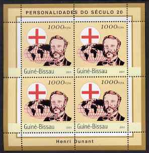 Guinea - Bissau 2001 Henri Dunant perf sheetlet containing 4 values unmounted mint Mi 1958, stamps on , stamps on  stamps on personalities, stamps on  stamps on red cross