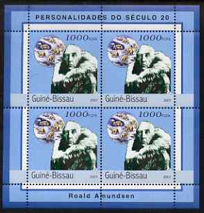 Guinea - Bissau 2001 Roald Amundsen perf sheetlet containing 4 values unmounted mint Mi 1962, stamps on , stamps on  stamps on personalities, stamps on  stamps on explorers, stamps on  stamps on polar