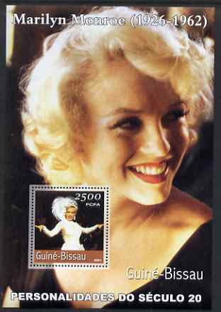 Guinea - Bissau 2001 Marilyn Monroe #1 perf s/sheet containing 1 value unmounted mint Mi BL368, stamps on , stamps on  stamps on personalities, stamps on  stamps on marilyn monroe, stamps on  stamps on films, stamps on  stamps on cinema, stamps on  stamps on movies, stamps on  stamps on women