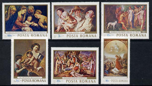 Rumania 1968 Paintings in Fine Arts Museum set of 6 unmounted mint, SG 3583-88, Mi 2706-11, stamps on arts, stamps on museums