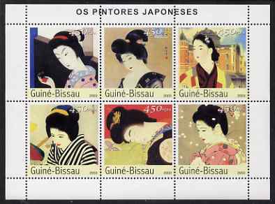 Guinea - Bissau 2003 Japanese Paintings (Portraits of Women) perf sheetlet containing 6 values unmounted mint Mi 2401-06, stamps on , stamps on  stamps on arts, stamps on  stamps on women