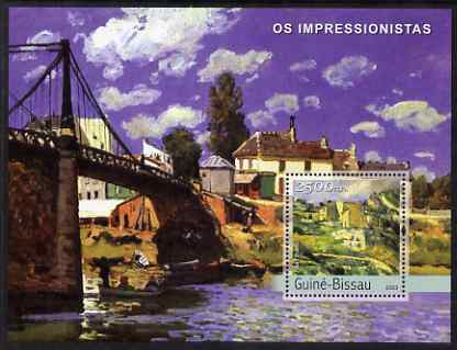 Guinea - Bissau 2003 Impressionist Paintings #3 perf s/sheet containing 1 value (Cezanne) unmounted mint Mi BL412, stamps on , stamps on  stamps on arts, stamps on  stamps on cezanne, stamps on  stamps on bridges, stamps on  stamps on 