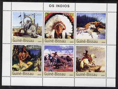 Guinea - Bissau 2003 North American Indians perf sheetlet containing 6 values unmounted mint Mi 2357-62, stamps on , stamps on  stamps on cultures, stamps on  stamps on indiand, stamps on  stamps on wild west, stamps on  stamps on horses, stamps on  stamps on buffalo, stamps on  stamps on bison