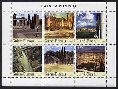 Guinea - Bissau 2003 Ruins of Pompeii perf sheetlet containing 6 values unmounted mint Mi 2375-80, stamps on , stamps on  stamps on ruins, stamps on  stamps on buildings, stamps on  stamps on disasters