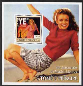 St Thomas & Prince Islands 2003 Marilyn Monroe perf s/sheet #1 containing 1 value unmounted mint Mi BL478, stamps on , stamps on  stamps on personalities, stamps on  stamps on women, stamps on  stamps on movies, stamps on  stamps on films, stamps on  stamps on marilyn monroe, stamps on  stamps on cinema