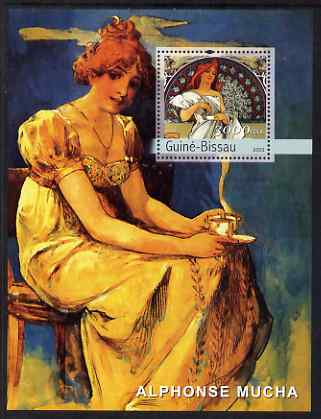 Guinea - Bissau 2003 Paintings by Mucha #1 perf s/sheet containing 1 value unmounted mint Mi BL437, stamps on , stamps on  stamps on arts, stamps on  stamps on moucha, stamps on  stamps on women