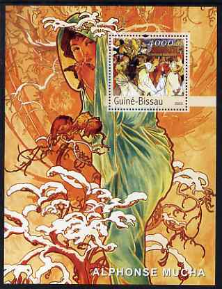 Guinea - Bissau 2003 Paintings by Mucha #2 perf s/sheet containing 1 value unmounted mint Mi BL440, stamps on , stamps on  stamps on arts, stamps on  stamps on moucha, stamps on  stamps on women