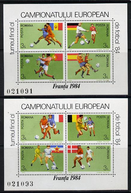Rumania 1984 Football European Cup set of 2 m/sheets Mi BL 205-206, stamps on , stamps on  stamps on football   sport 