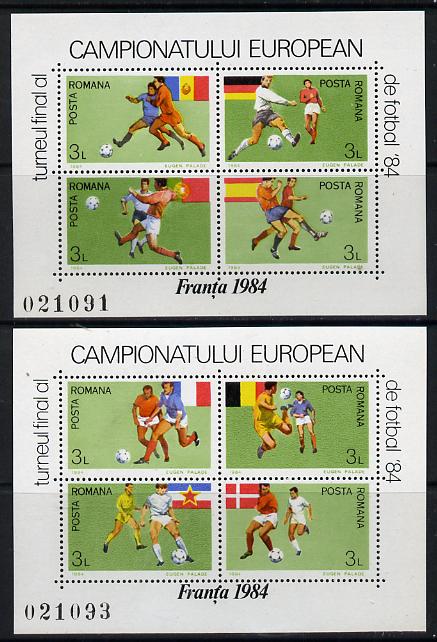 Rumania 1984 Football European Cup set of 2 m/sheets Mi BL 205-206, stamps on football   sport