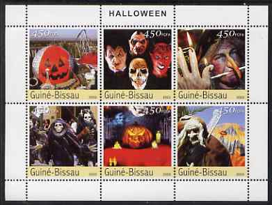 Guinea - Bissau 2003 Halloween perf sheetlet containing 6 values unmounted mint Mi 2452-57, stamps on festivals, stamps on masks